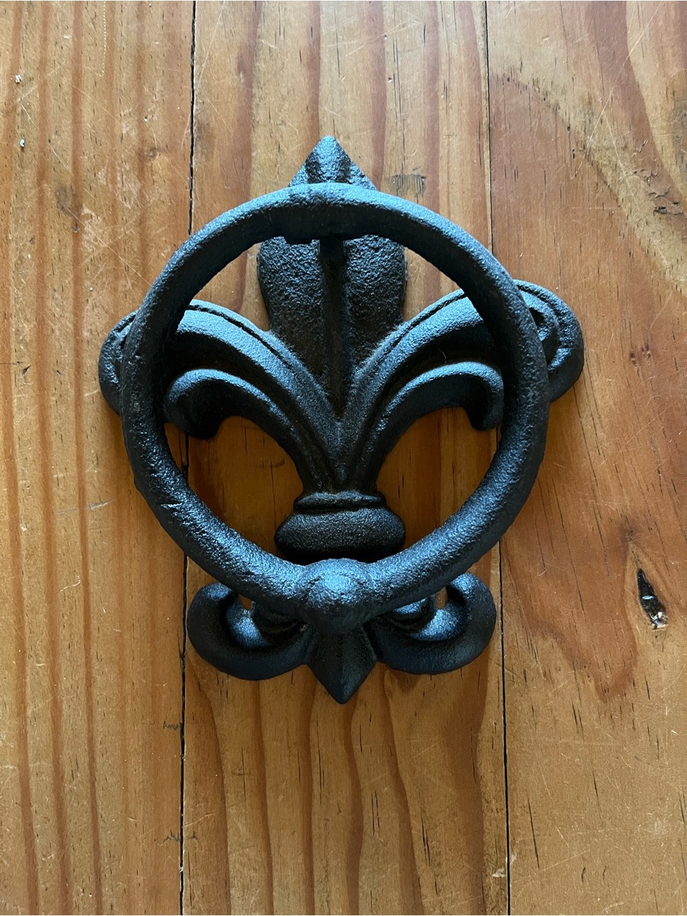 Black Cast Iron Door Knocker Fleur-de-Lis
